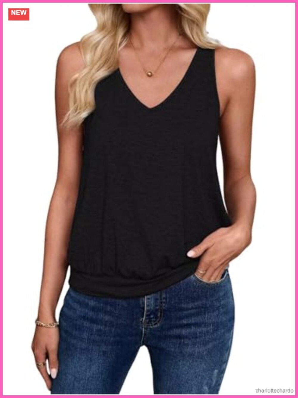 Womens Sleeveless V-Neck Loose Fit Tank Top Summer Casual Beach Vacation